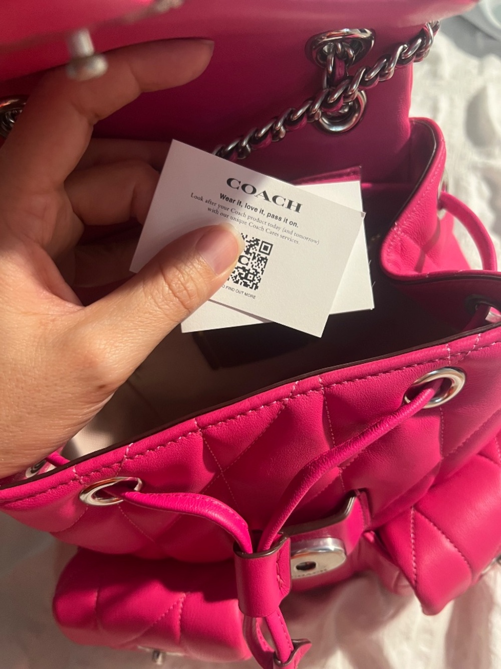 Pink Coach leather backpack - Picture 3 of 5